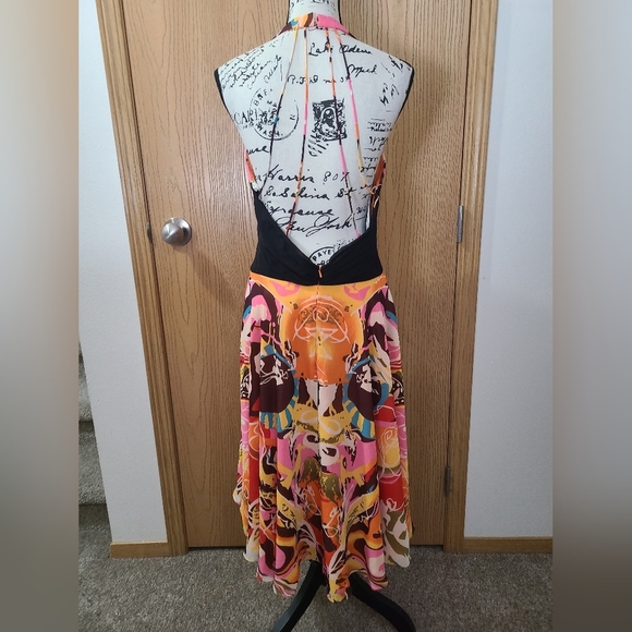 B'Dazzle Alyce Y2k Colorful Halter Strappy Open Back Formal Cocktail Dress - Picture 4 of 4